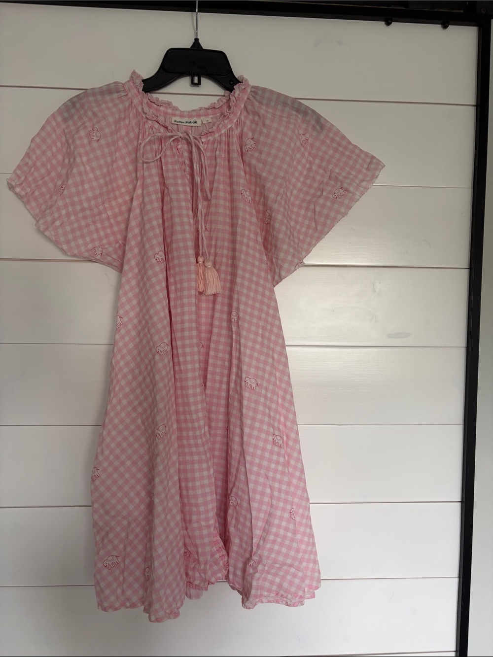 Roller Rabbit Pink Gingham Elephant Beach Dress XS